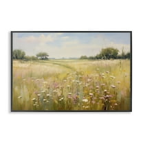 Stupell Industries Faded Wildflower Field Landscape & Nature Painting Black Framed Art Print Wall Art, 18 x 12