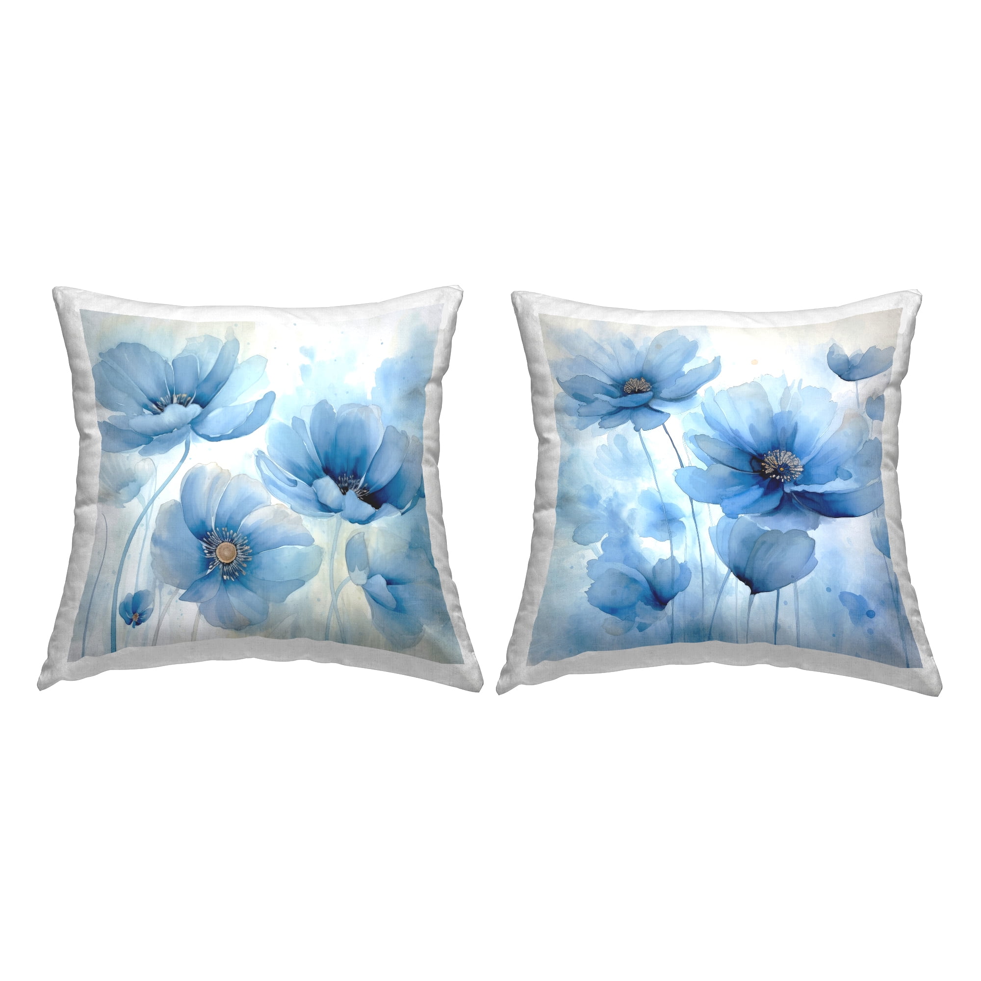 Stupell Industries Fading Blue Flower Petals Decorative Printed Throw Pillow Design by Irena Orlov.