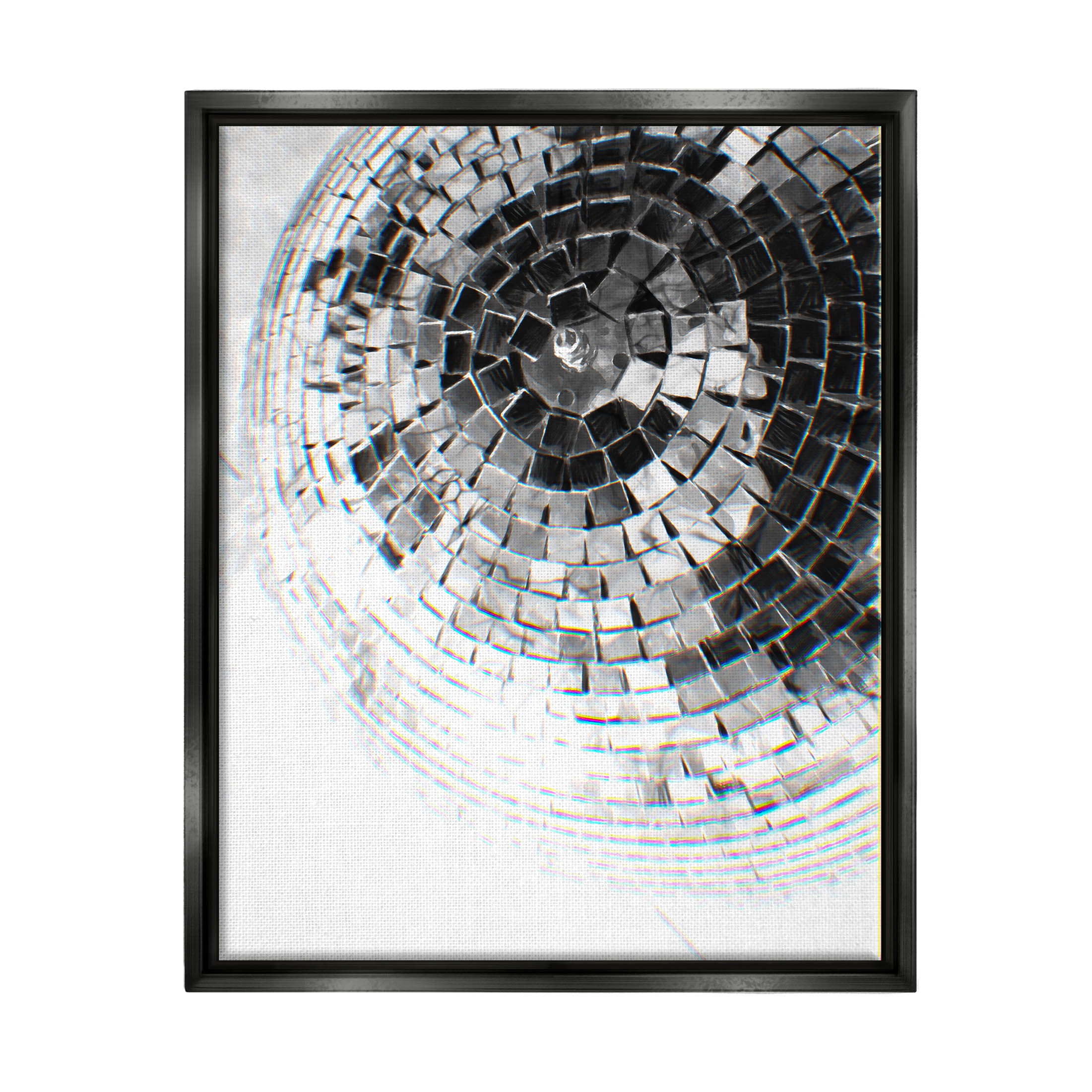 Stupell Industries Fading Disco Ball Monochrome Photography Photograph Jet Black Floating Framed Canvas Print Wall Art, Design by Ziwei Li