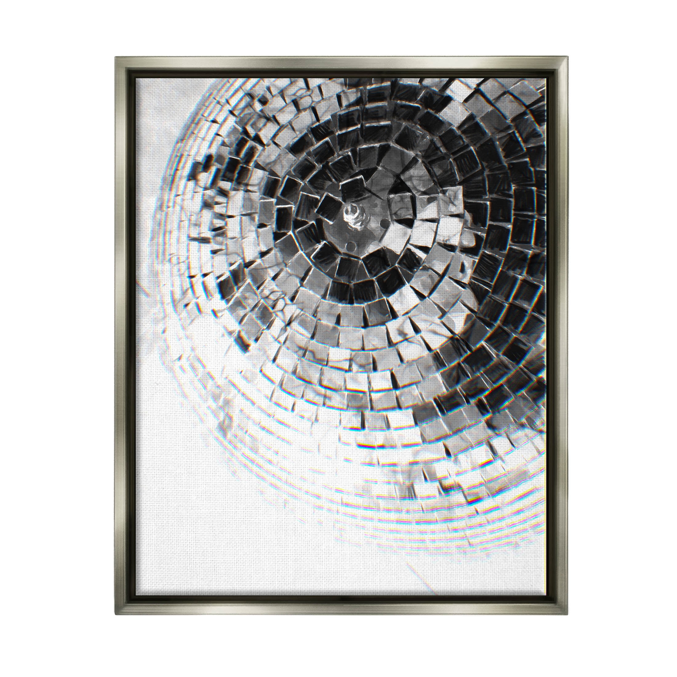 Stupell Industries Fading Disco Ball Monochrome Photography Photograph Luster Gray Floating Framed Canvas Print Wall Art, Design by Ziwei Li