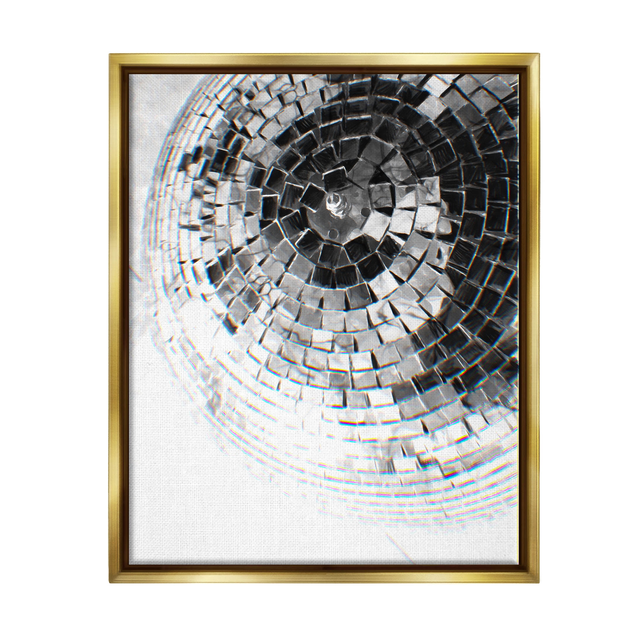 Stupell Industries Fading Disco Ball Monochrome Photography Photograph Metallic Gold Floating Framed Canvas Print Wall Art, Design by Ziwei Li