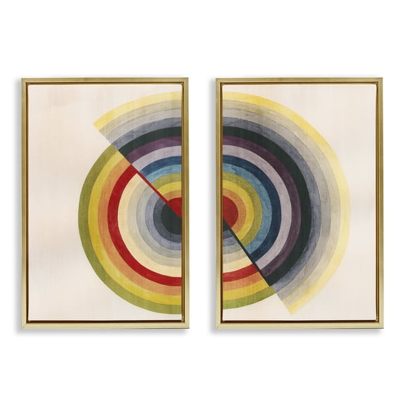 Stupell Industries Modern Fading Round Split Circles Gold 2pc Floating Frame Art Set, 21 x 31 each, by Grace Popp