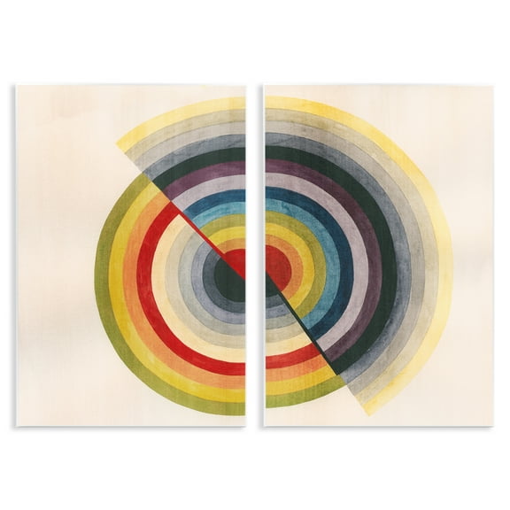 Stupell Industries Fading Round Split Circles Abstract Painting Unframed Art Print Wall Art, 10 x 15, Set of 2