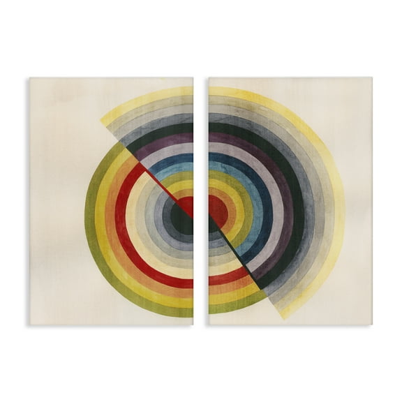 Stupell Industries Fading Round Split Circles Abstract Painting Wrapped Canvas Art Print Wall Art, 16 x 24, Set of 2