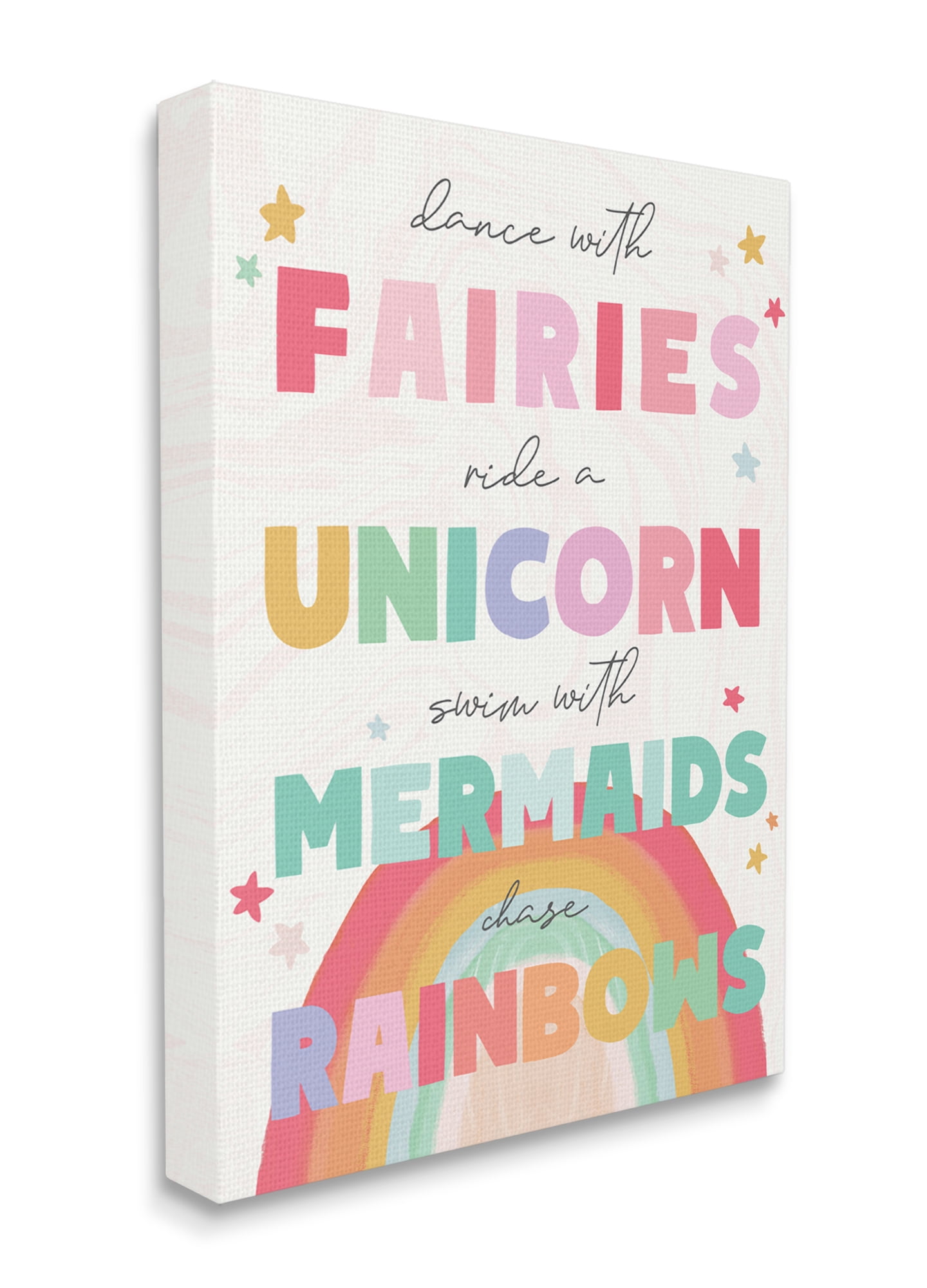 Stupell Industries Fairies Unicorns Mermaids and Rainbows Whimsical Design Canvas Wall Art, 30 x 40, Design by Daphne Polselli