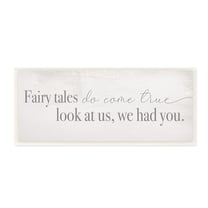 Stupell Industries Fairy Tales Come True Inspirational Family Children Phrase, 7 x 17, Design by Daphne Polselli