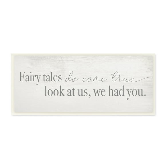 Stupell Industries Fairy Tales Come True Inspirational Family Children Phrase, 7 x 17, Design by Daphne Polselli
