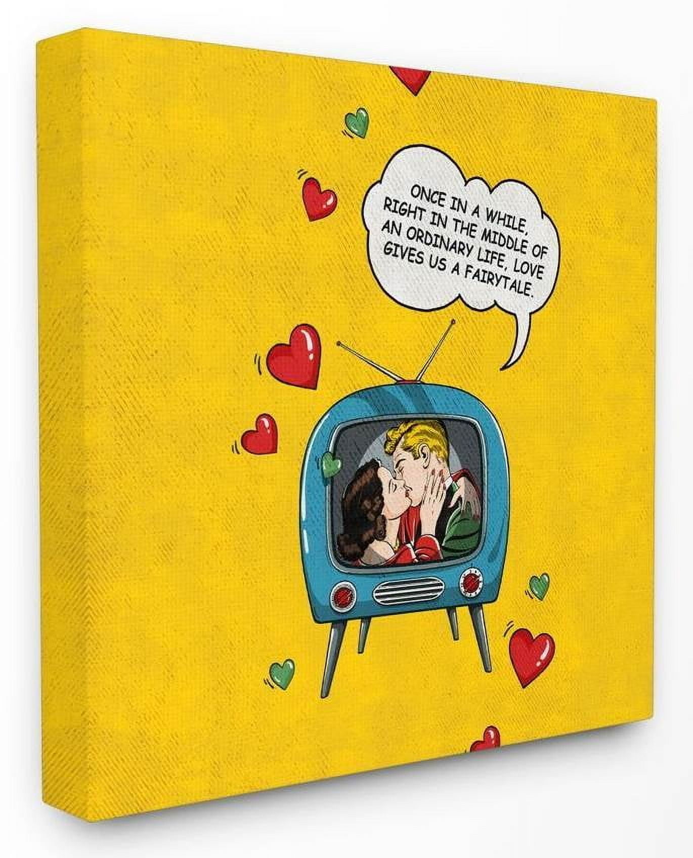 Stupell Industries Fairytale Love Vintage Comic Book Yellow Blue Design Canvas Wall Art by Ester Kay