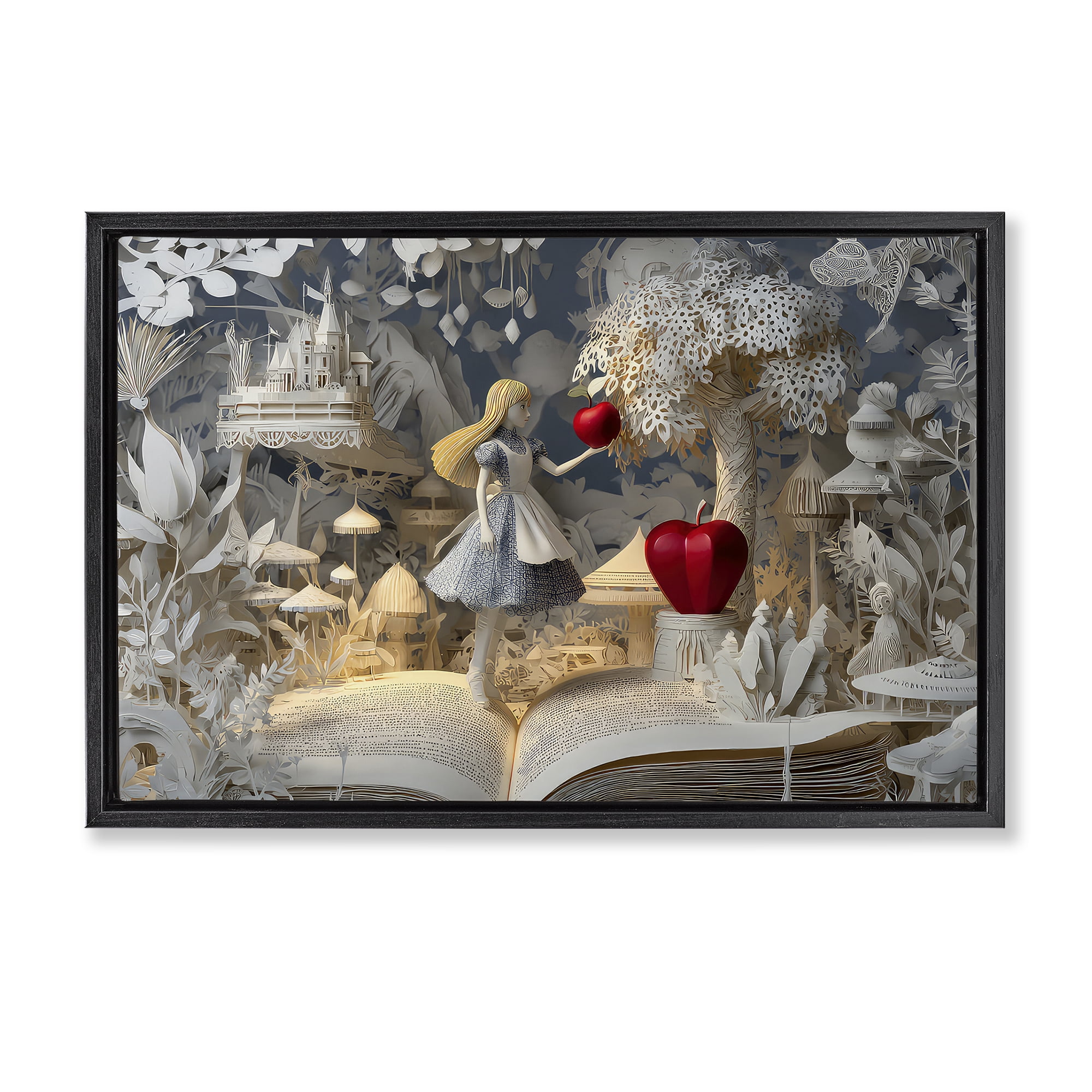 Stupell Industries Fairytale Scene Papercraft Black Framed Floater Canvas Wall Art, design by The Wands Want