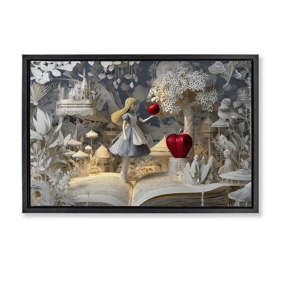 Stupell Industries Fairytale Scene Papercraft Black Framed Floater Canvas Wall Art, design by The Wands Want