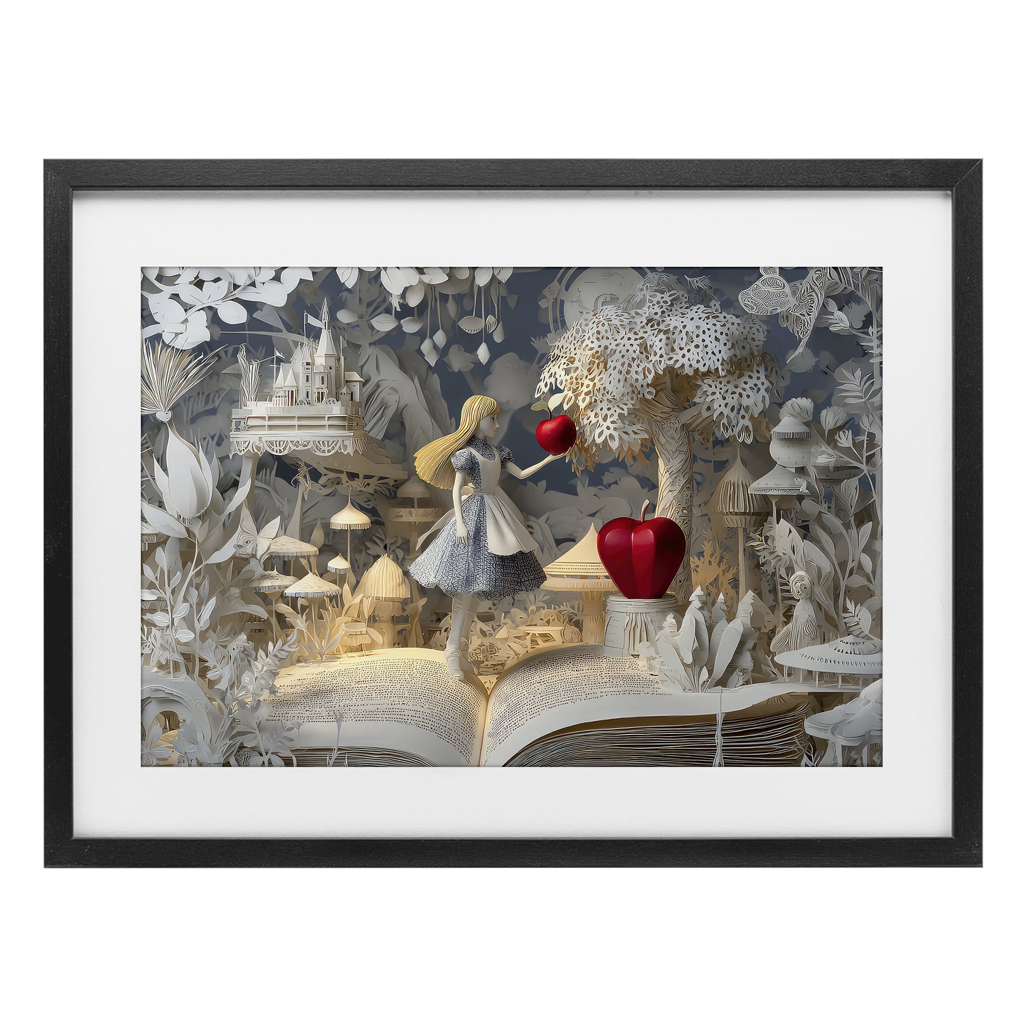 Stupell Industries Fairytale Scene Papercraft Black Framed Print Under Glass, design by The Wands Want