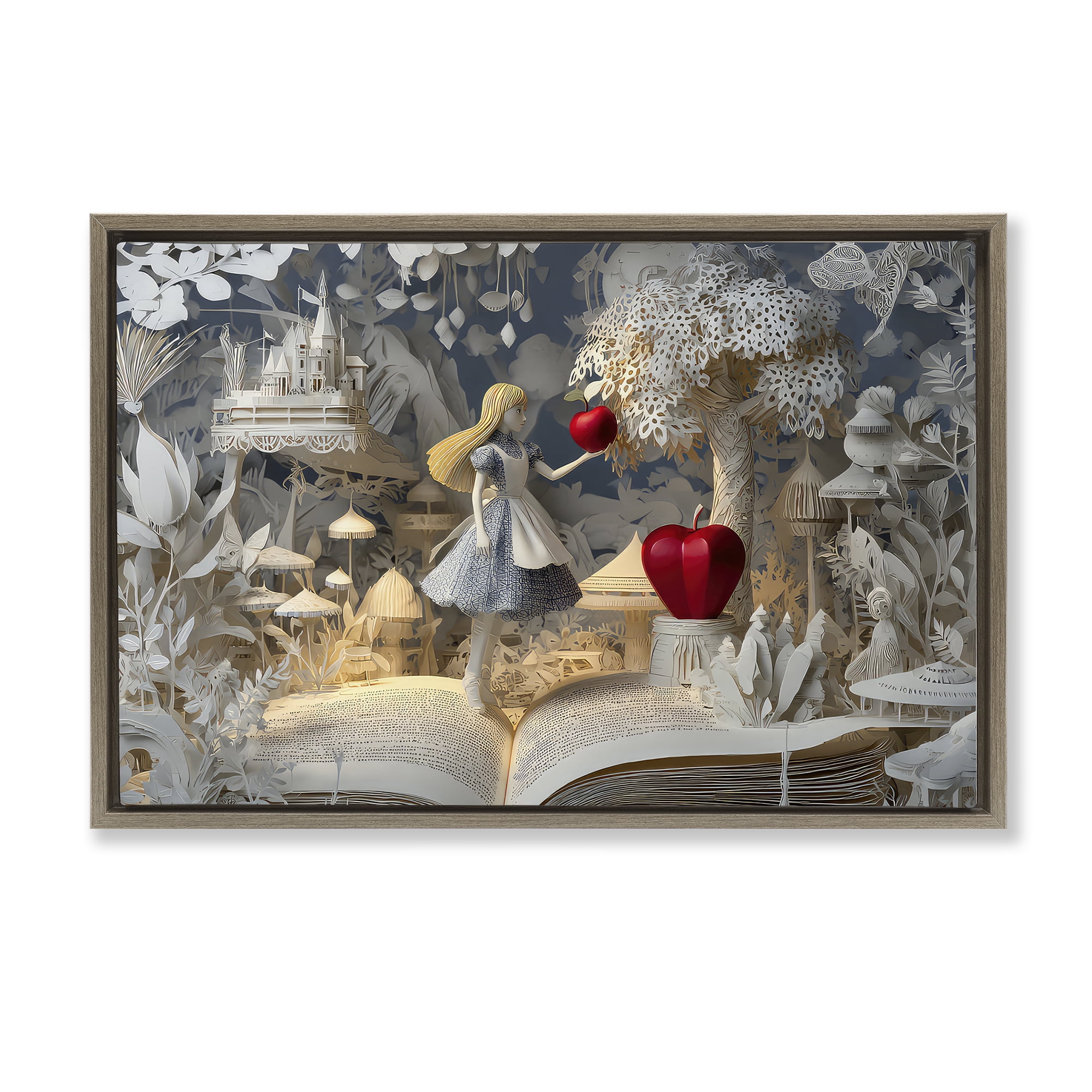 Stupell Industries Fairytale Scene Papercraft Brown Framed Floater Canvas Wall Art, design by The Wands Want