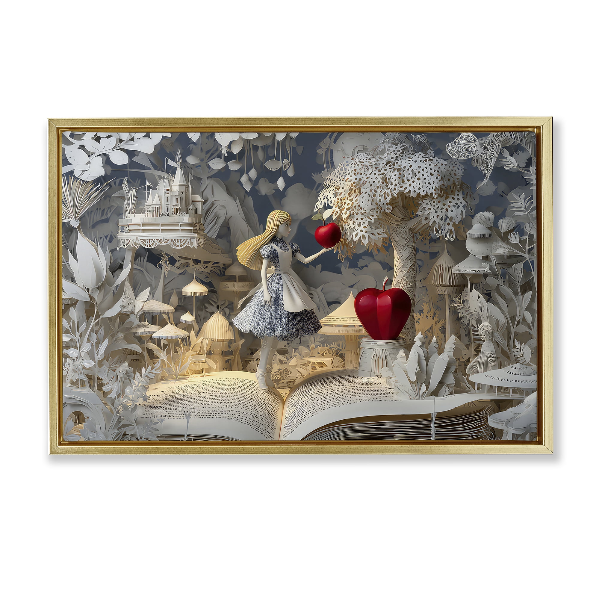 Stupell Industries Fairytale Scene Papercraft Gold Framed Floater Canvas Wall Art, design by The Wands Want