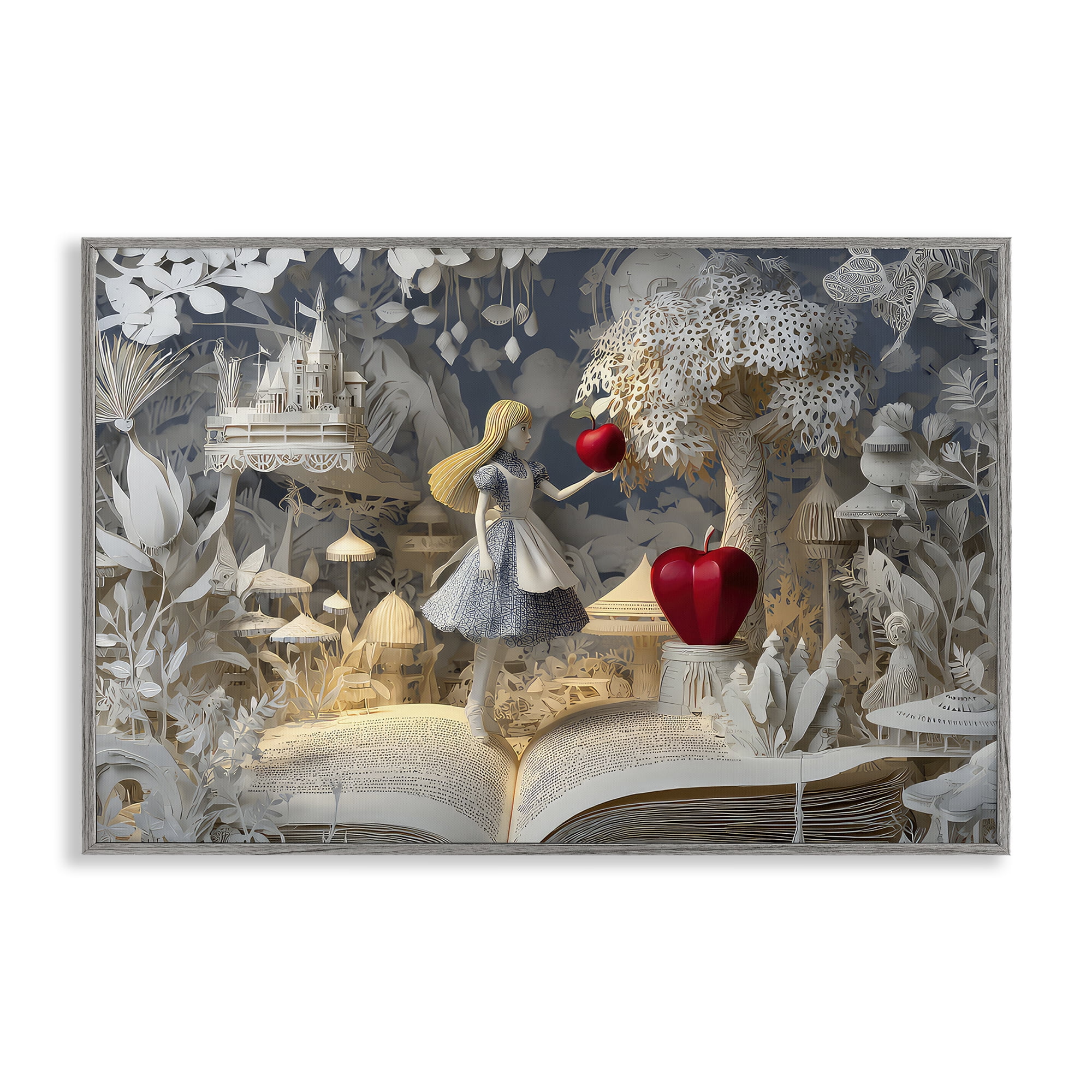 Stupell Industries Fairytale Scene Papercraft Gray Framed Giclee Art, design by The Wands Want