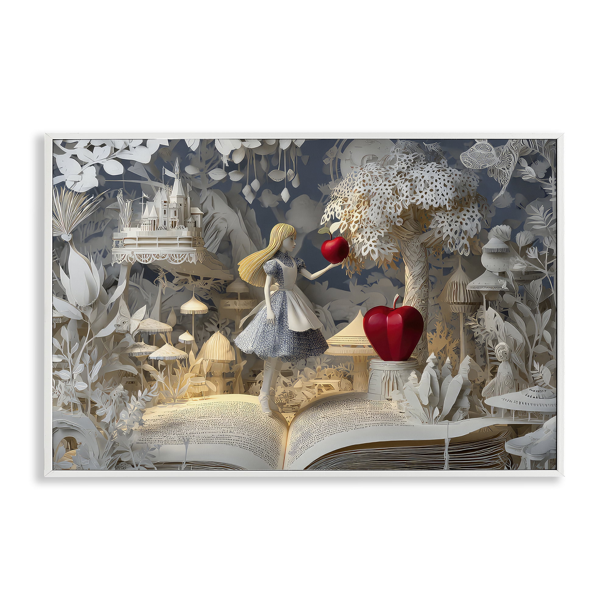 Stupell Industries Fairytale Scene Papercraft White Framed Giclee Art, design by The Wands Want