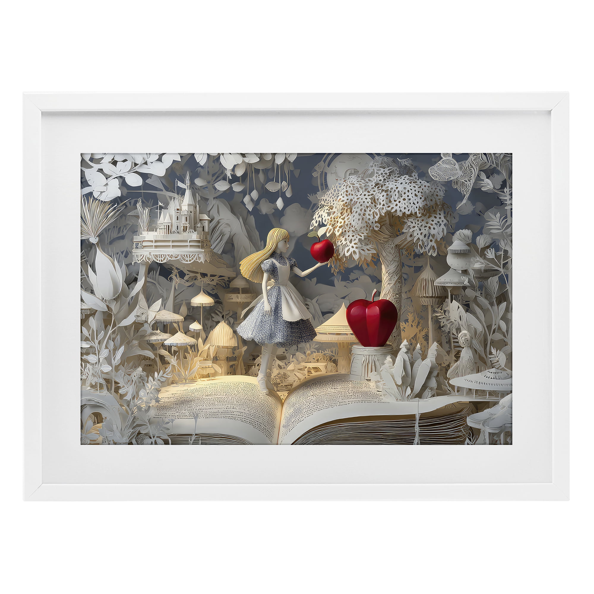 Stupell Industries Fairytale Scene Papercraft White Framed Print Under Glass, design by The Wands Want