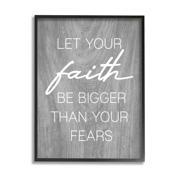 Stupell Industries Faith Bigger Than Fears Quote Rustic Style, 11 x 14, Design by Lil' Rue