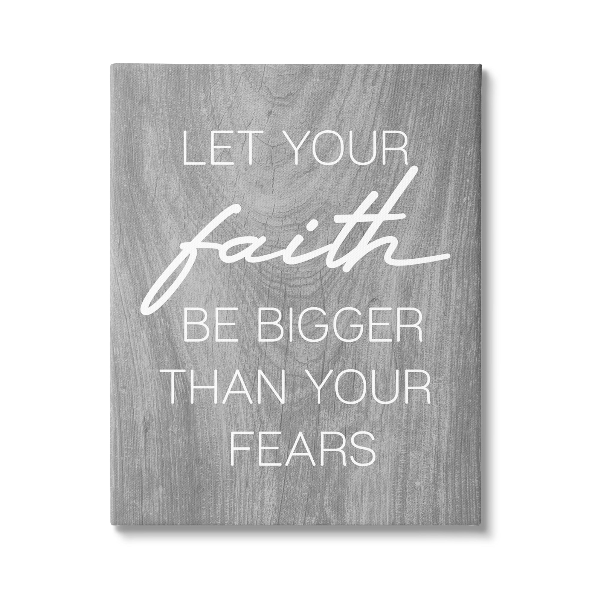 Stupell Industries Faith Bigger Than Fears Quote Rustic Style, 30 x 40, Design by Lil' Rue
