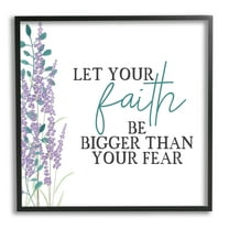 Stupell Industries Faith Bigger Than Your Fear Lavender Graphic Art Black Framed Art Print Wall Art, Design by Kim Allen