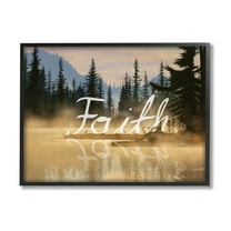 Stupell Industries Faith Calligraphy Floating Lake Water Woodland Scenery Graphic Art Black Framed Art Print Wall Art, Design by Nobleworks