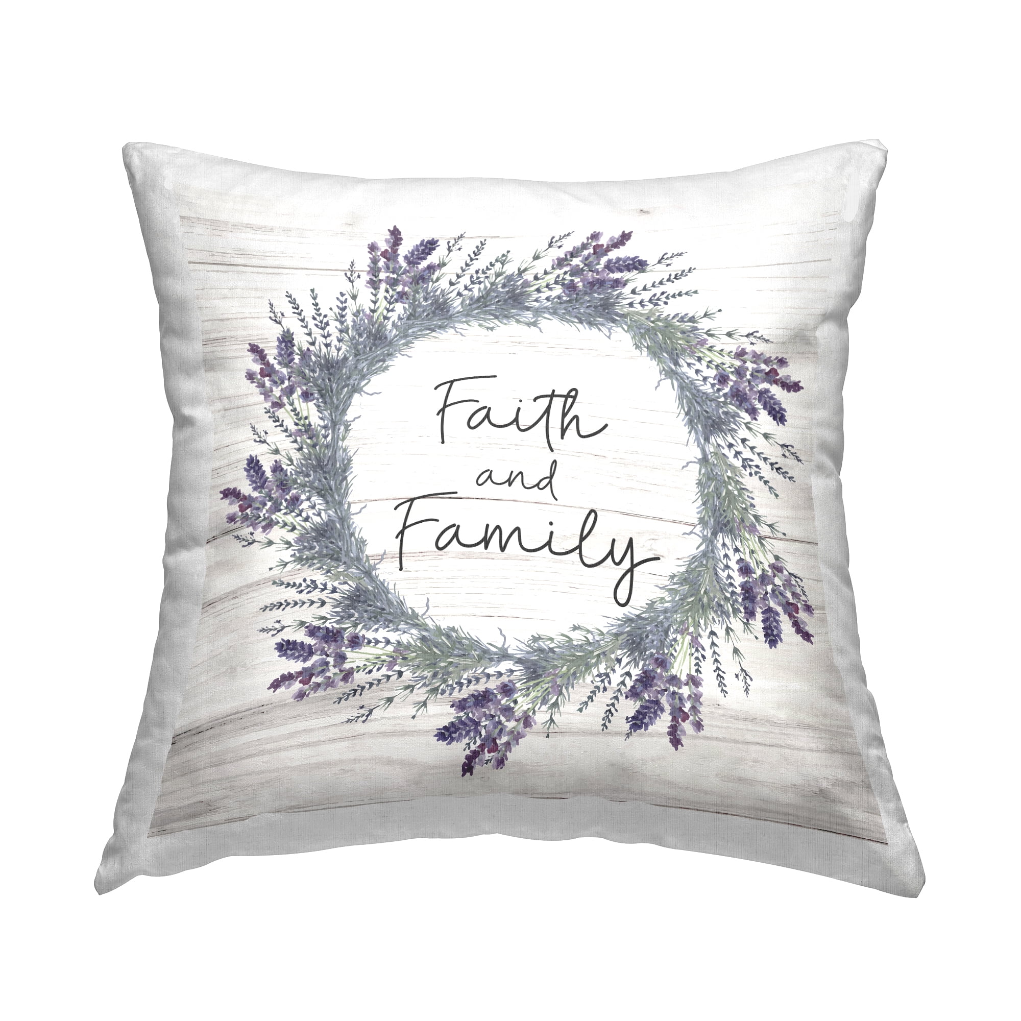 Stupell Industries Faith & Family Country Lavender Wreath Printed Throw Pillow Design by ND Art