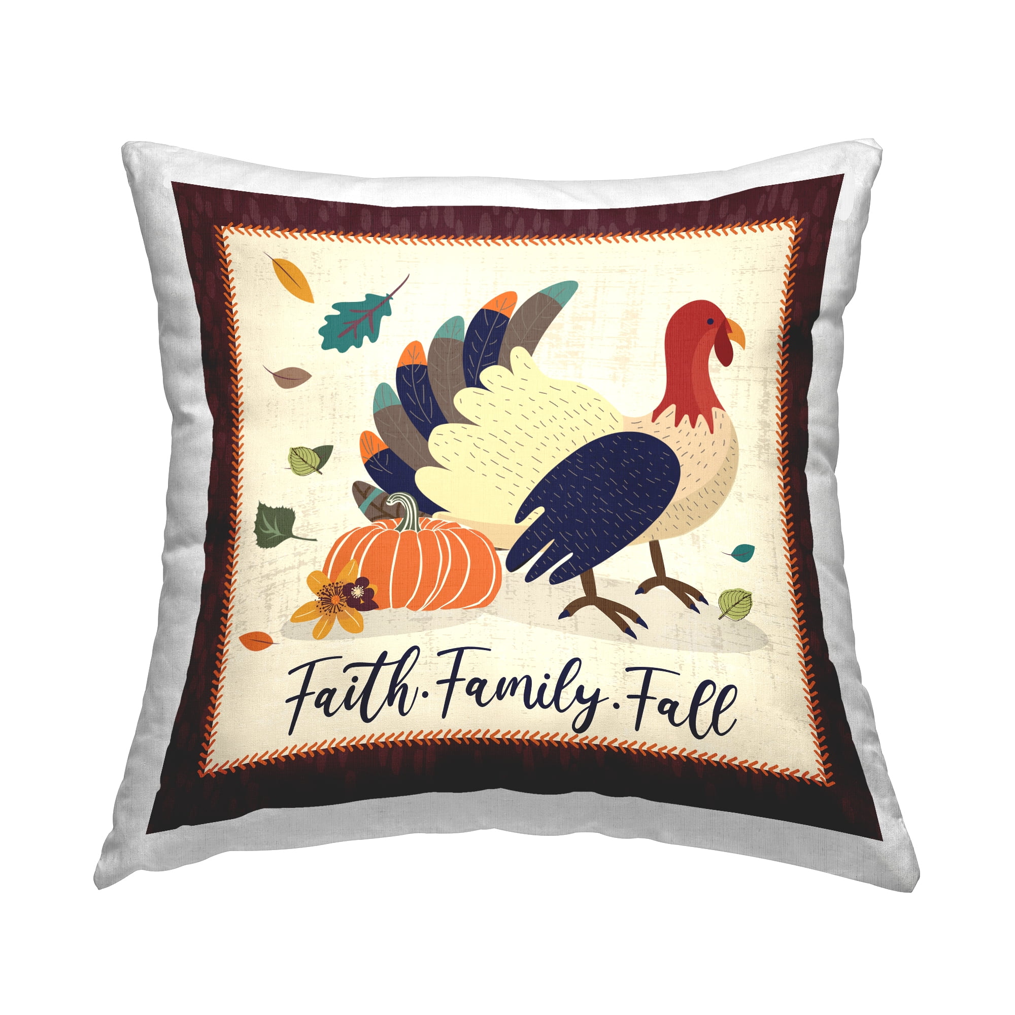 Stupell Industries Faith Family Fall Autumn Turkey Printed Throw Pillow Design by ND Art