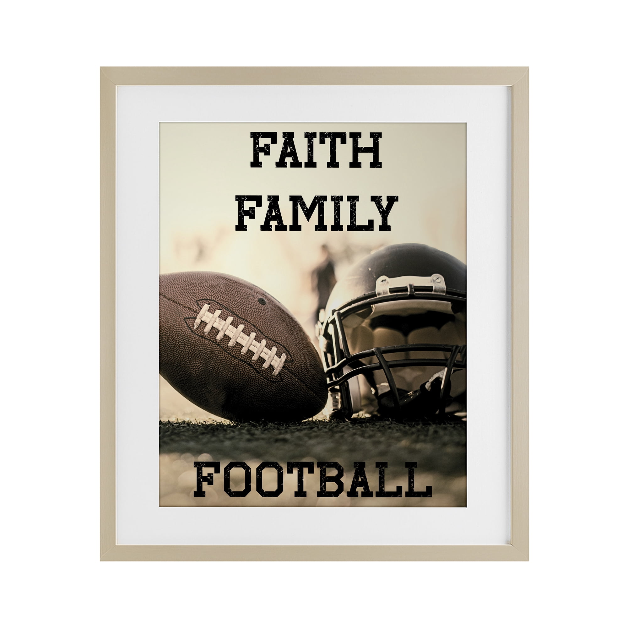 Stupell Industries Faith Family Football Birch Framed Print Under Glass, design by Jesse Keith
