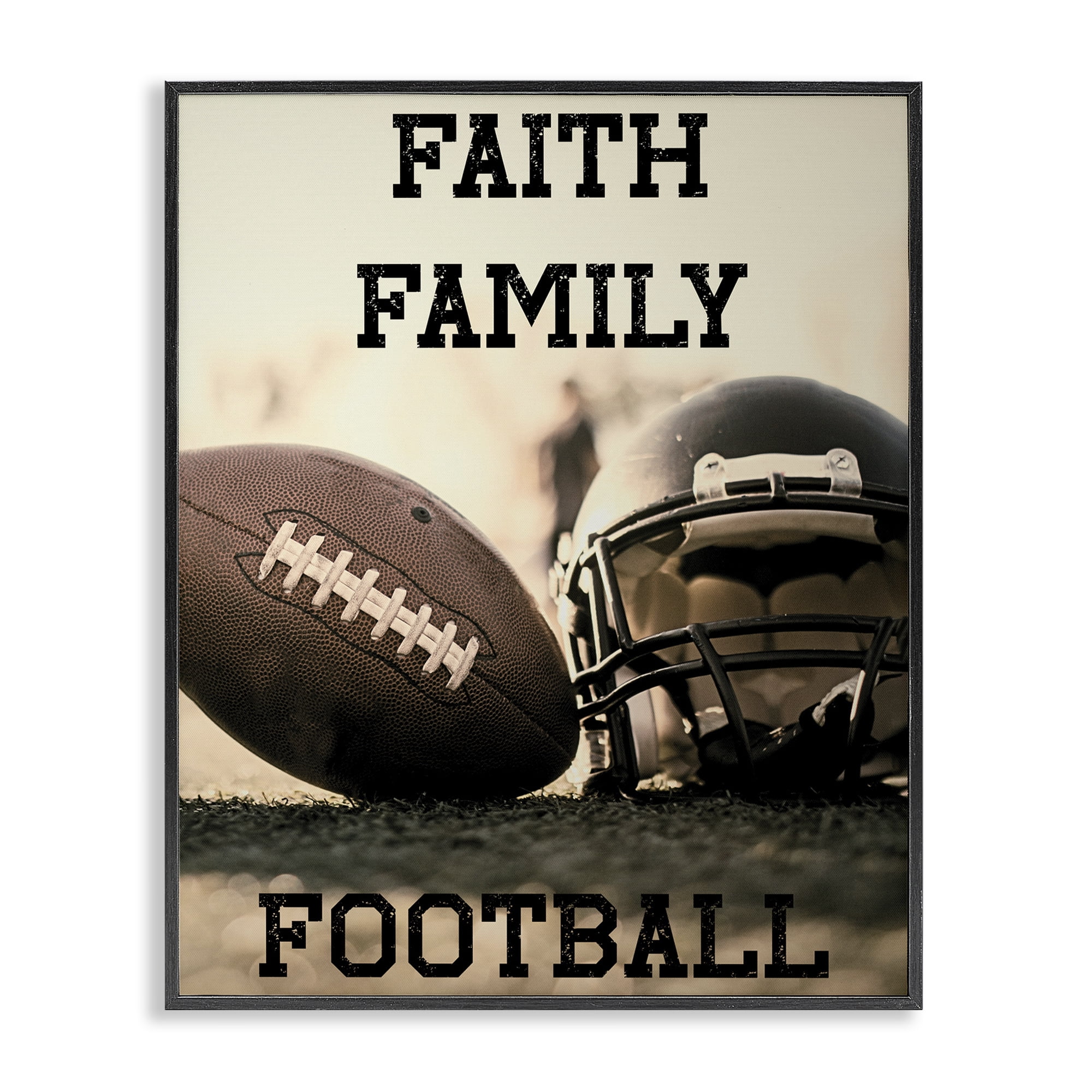 Stupell Industries Faith Family Football Black Framed Giclee Art, design by Jesse Keith