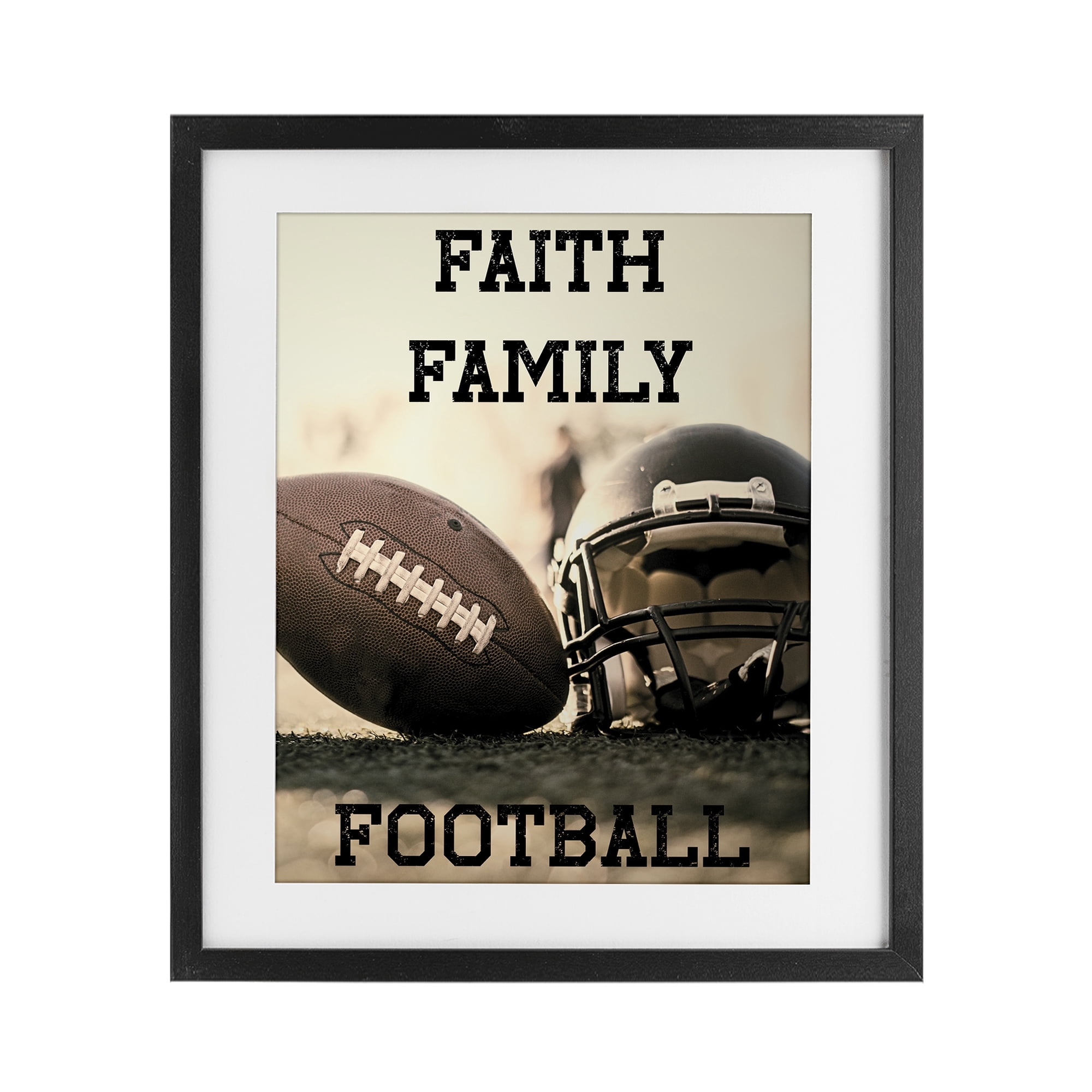 Stupell Industries Faith Family Football Black Framed Print Under Glass, design by Jesse Keith