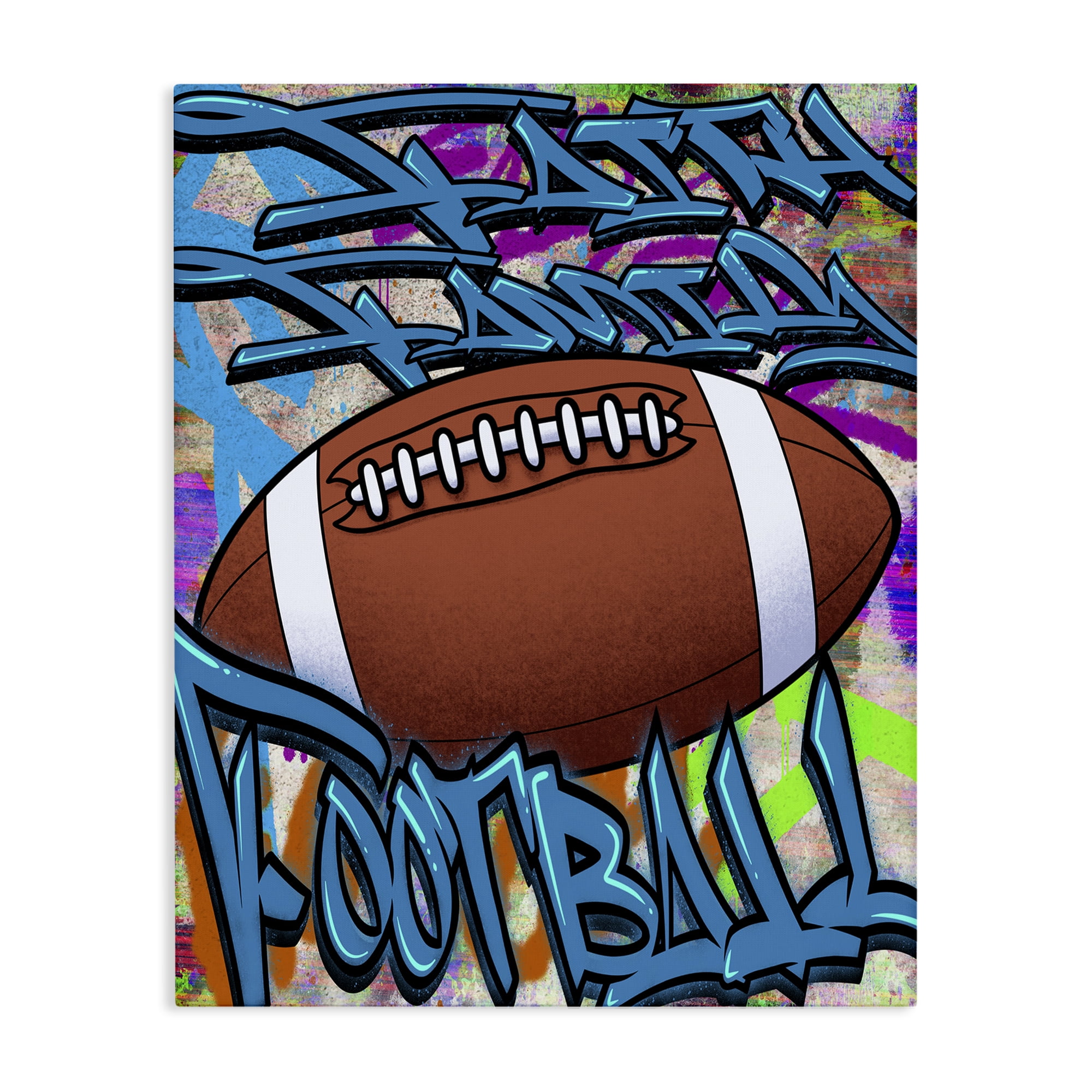Stupell Industries Faith Family Football Graffiti Canvas Wall Art, design by Marcus Prime