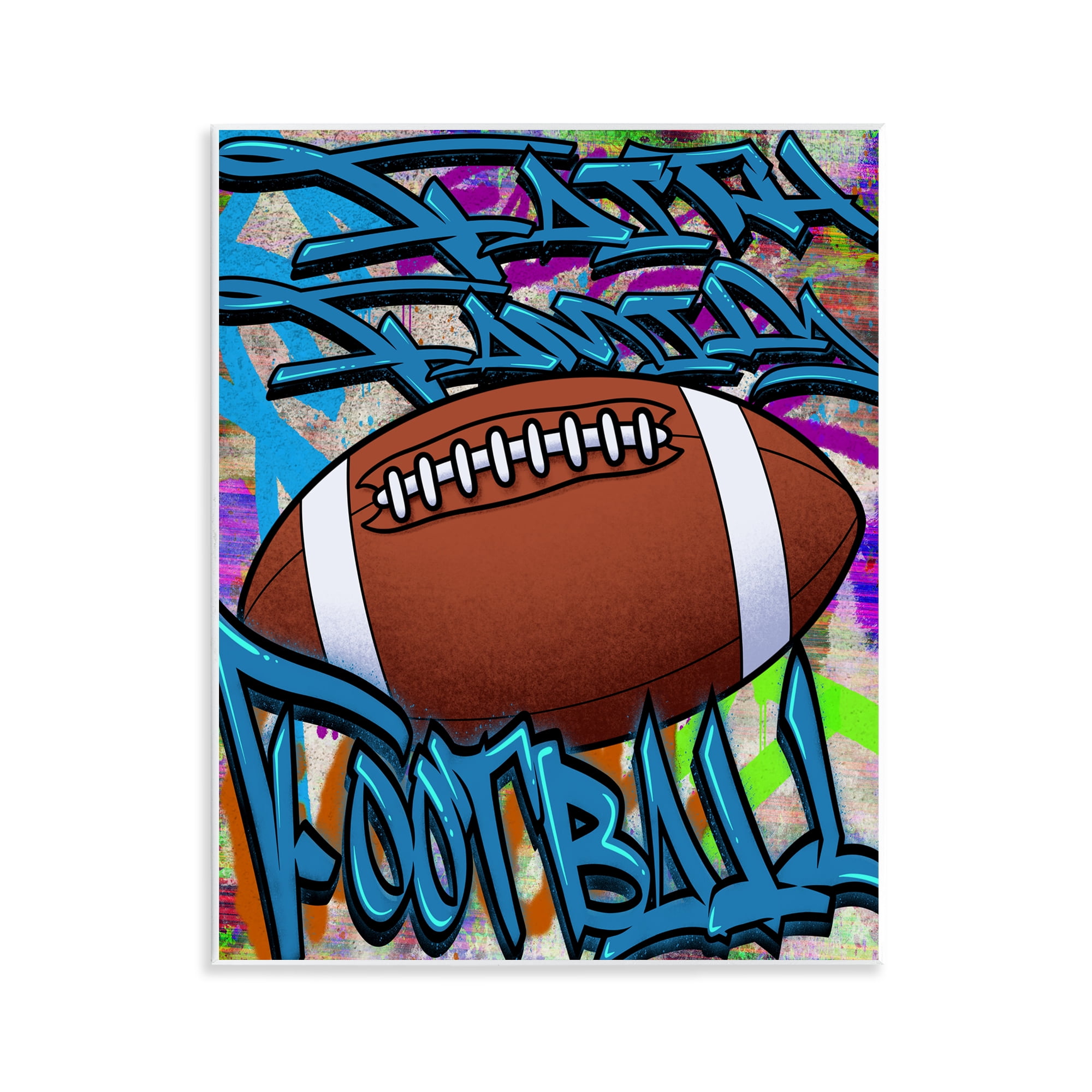 Stupell Industries Faith Family Football Graffiti Wall Plaque Art, design by Marcus Prime