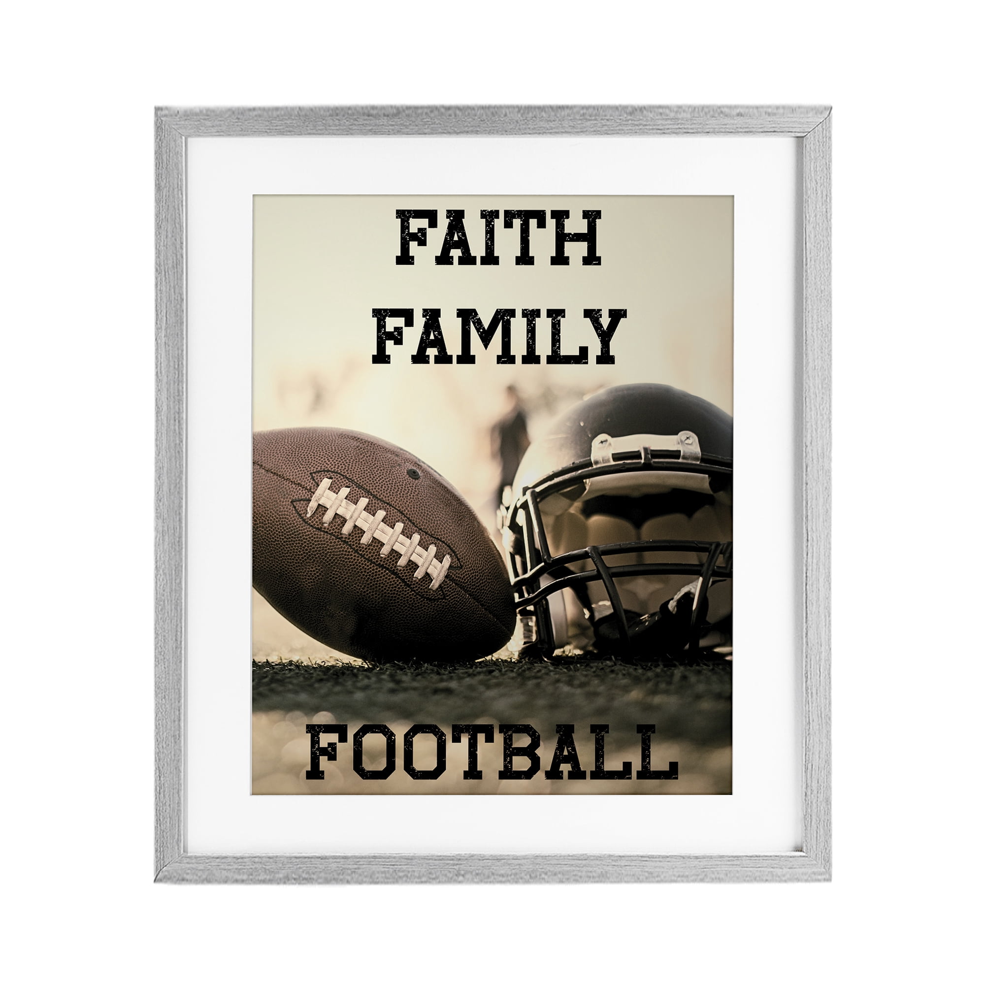 Stupell Industries Faith Family Football Gray Framed Print Under Glass, design by Jesse Keith