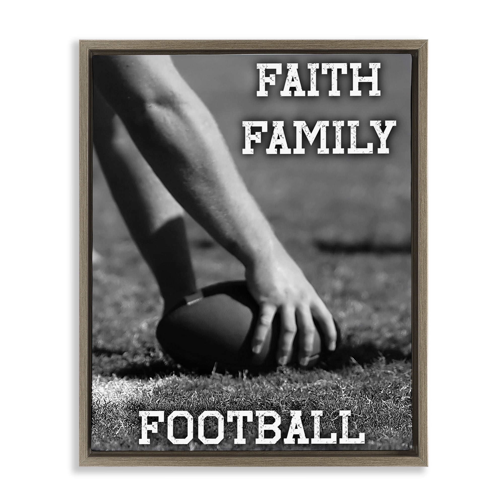 Stupell Industries Faith Family Football Hike Brown Framed Floater Canvas Wall Art, design by Marcus Prime