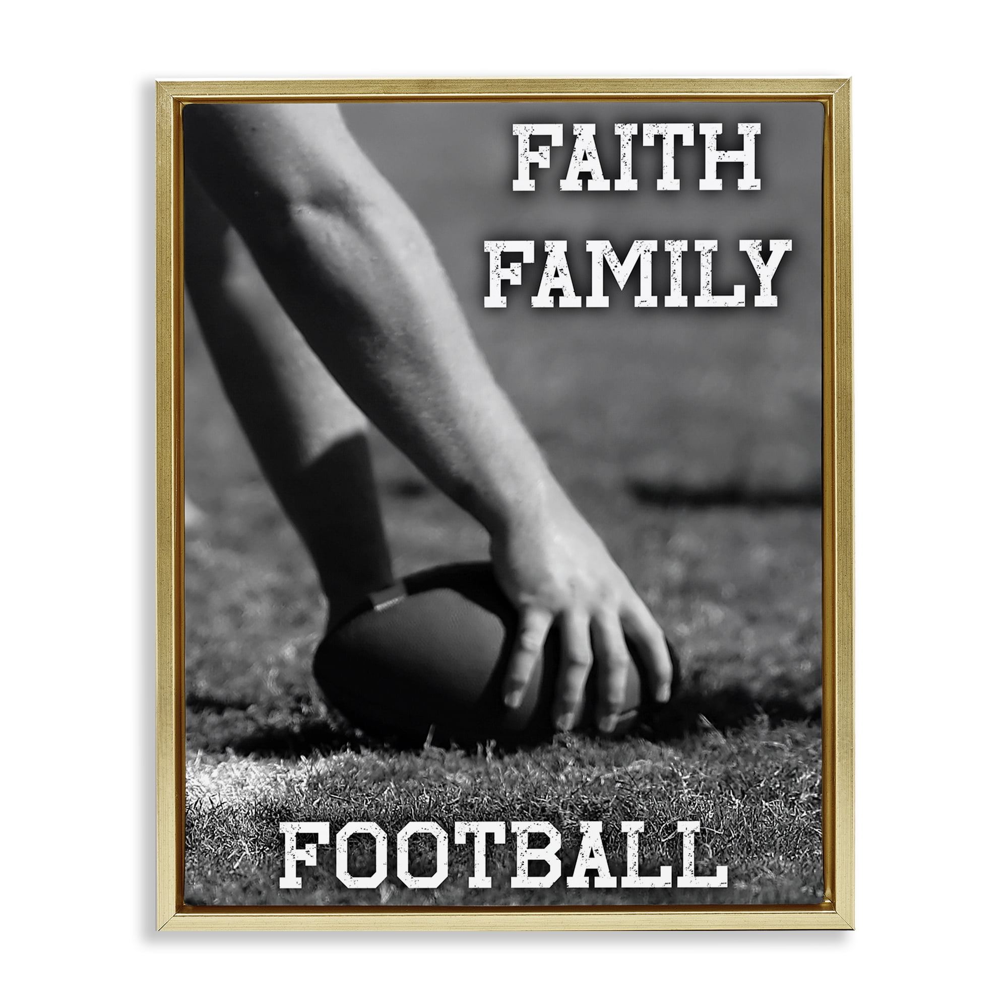 Stupell Industries Faith Family Football Hike Gold Framed Floater Canvas Wall Art, design by Marcus Prime