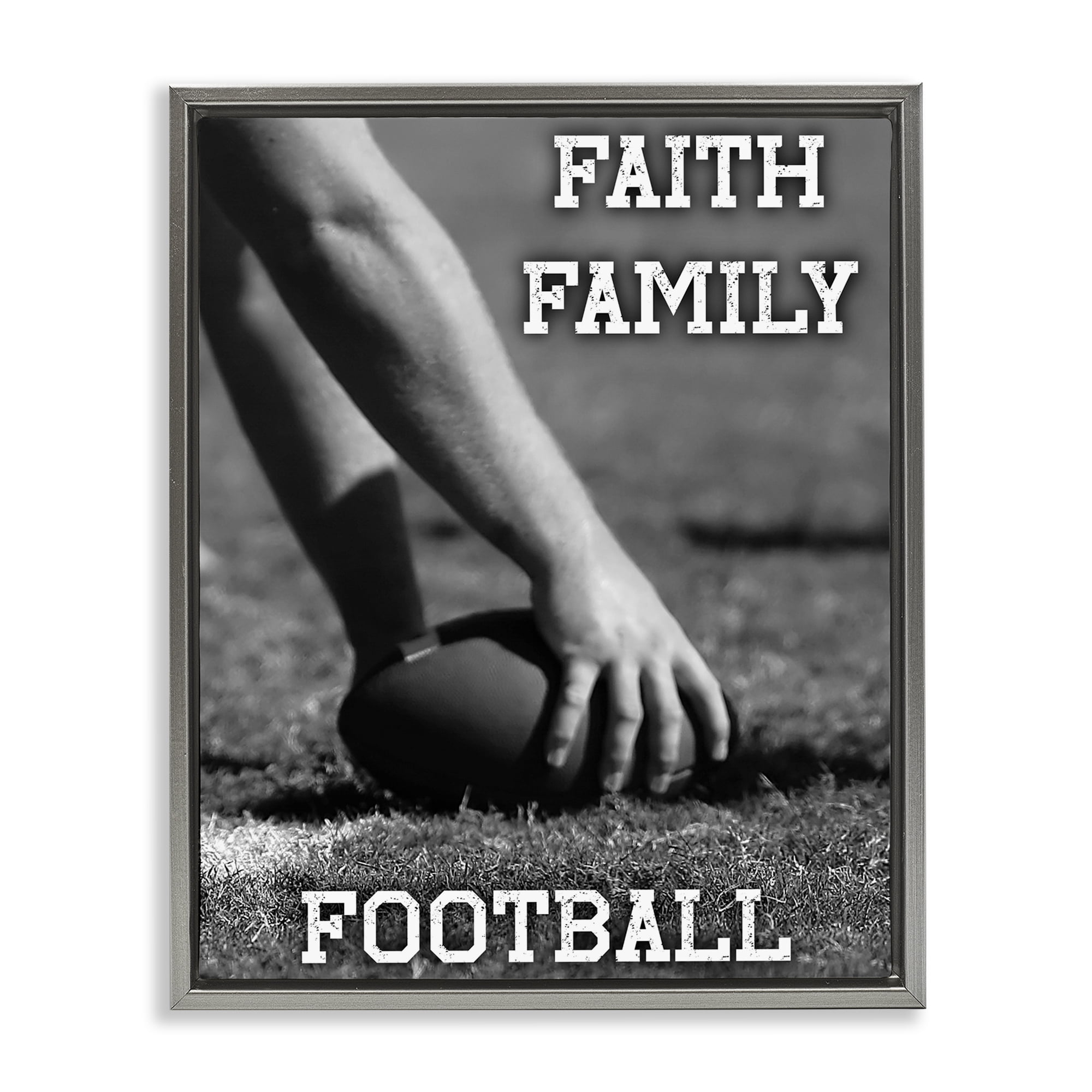 Stupell Industries Faith Family Football Hike Gray Framed Floater Canvas Wall Art, design by Marcus Prime