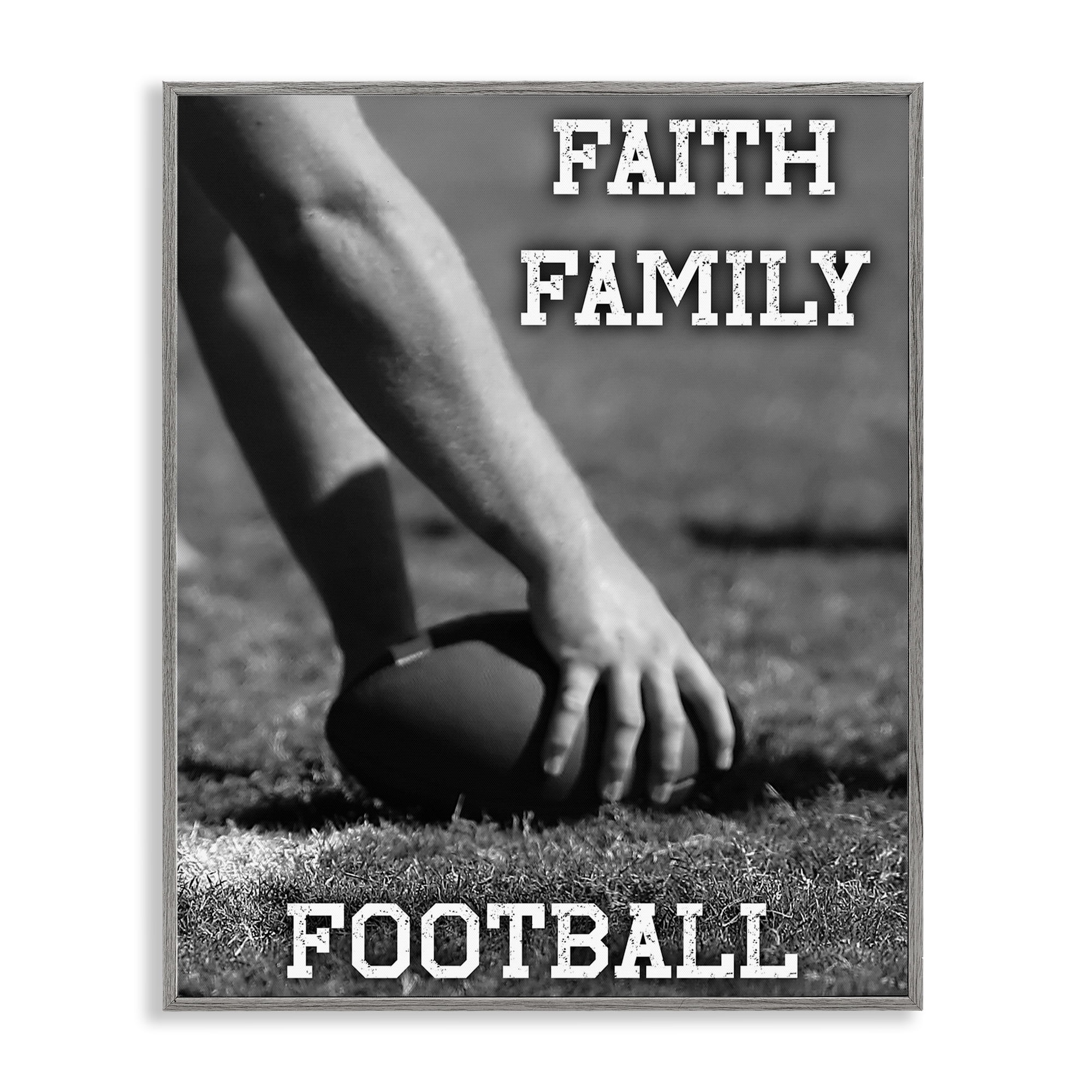 Stupell Industries Faith Family Football Hike Gray Framed Giclee Art, design by Marcus Prime