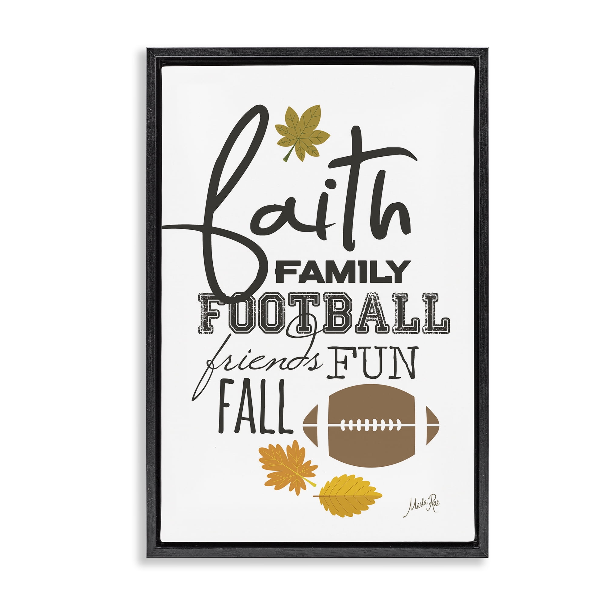 Stupell Industries Faith Family Football Sports Painting Black Floater Framed Art Print Wall Art, 17 x 25