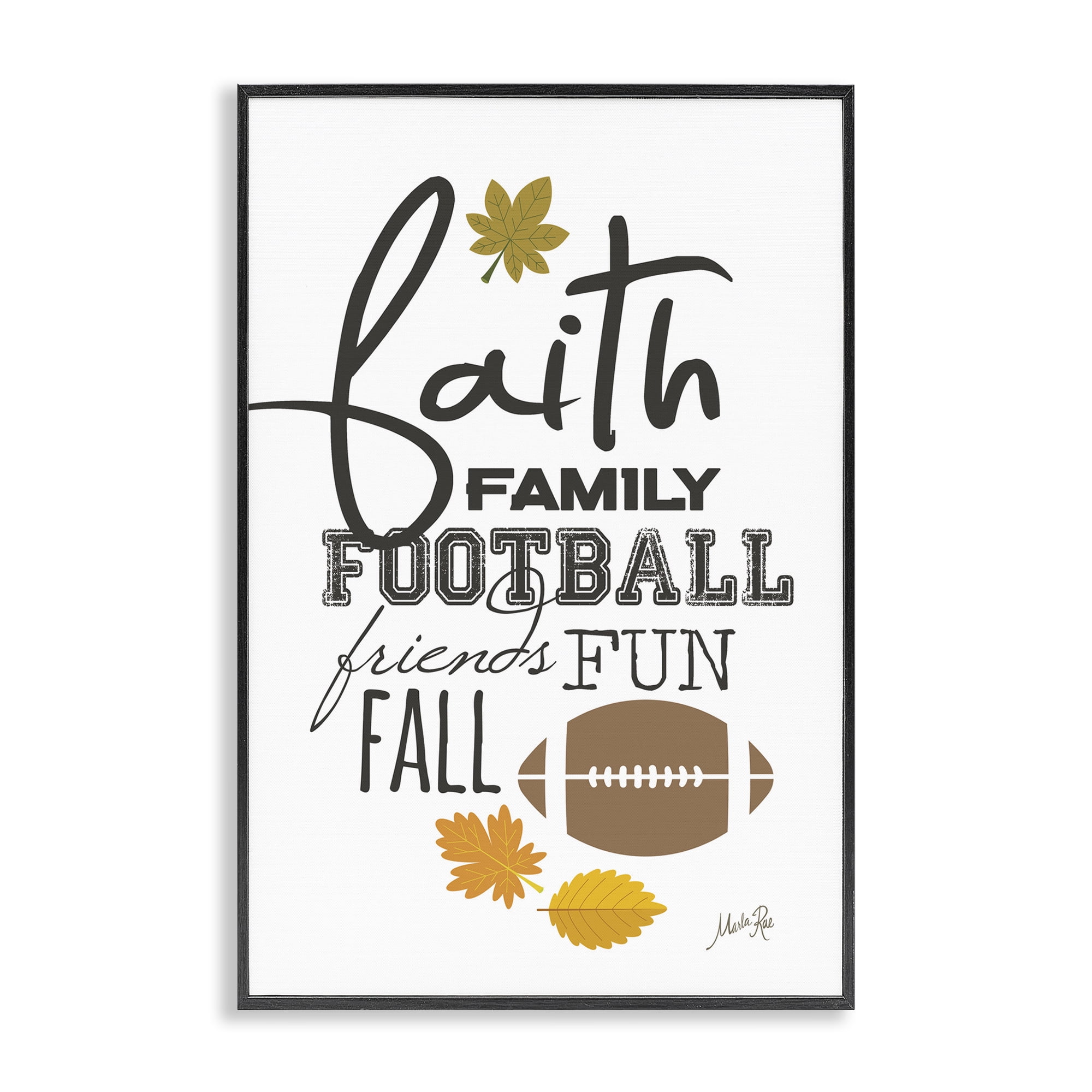 Stupell Industries Faith Family Football Sports Painting Black Framed Art Print Wall Art, 20 x 30