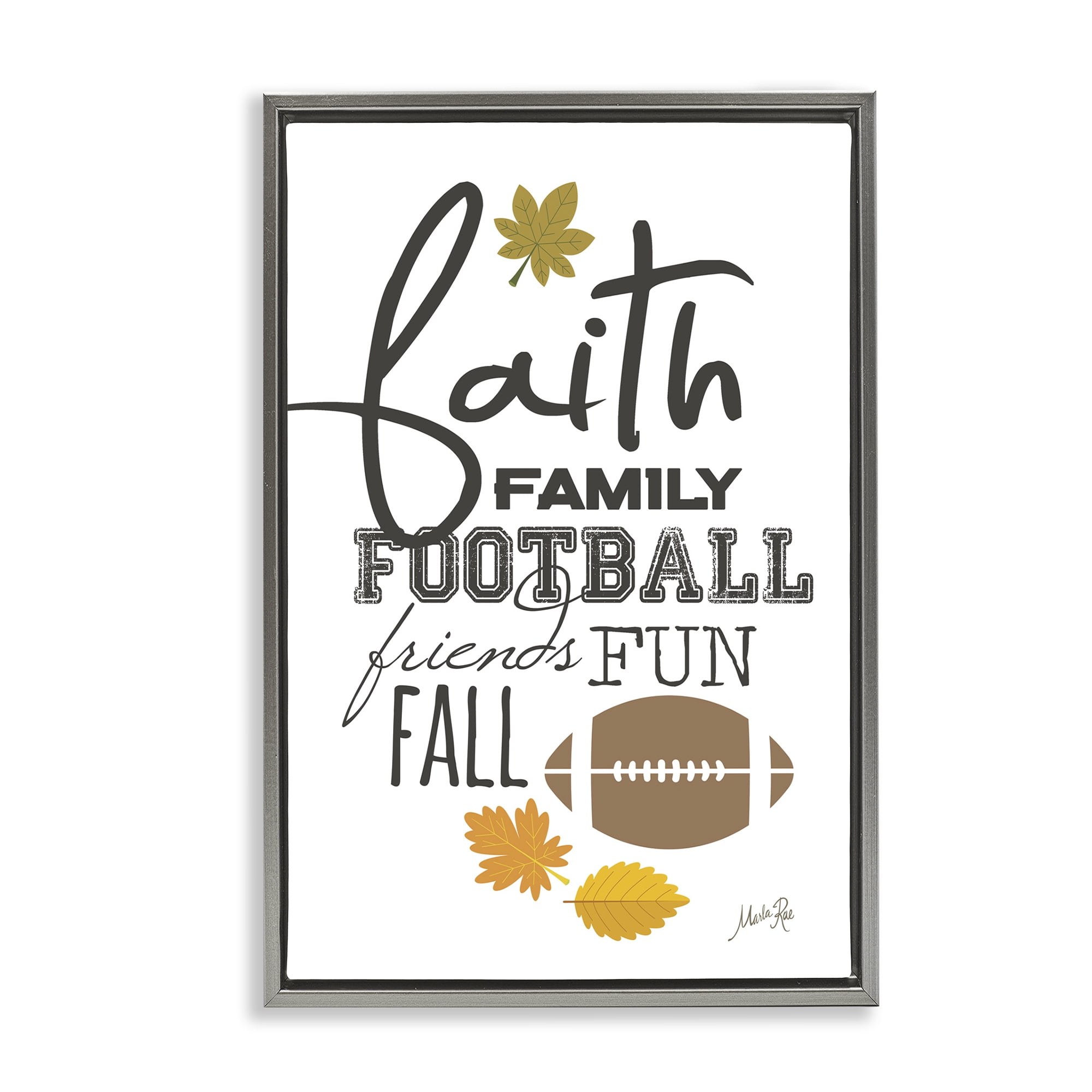 Stupell Industries Faith Family Football Sports Painting Gray Floater Framed Art Print Wall Art, 21 x 31