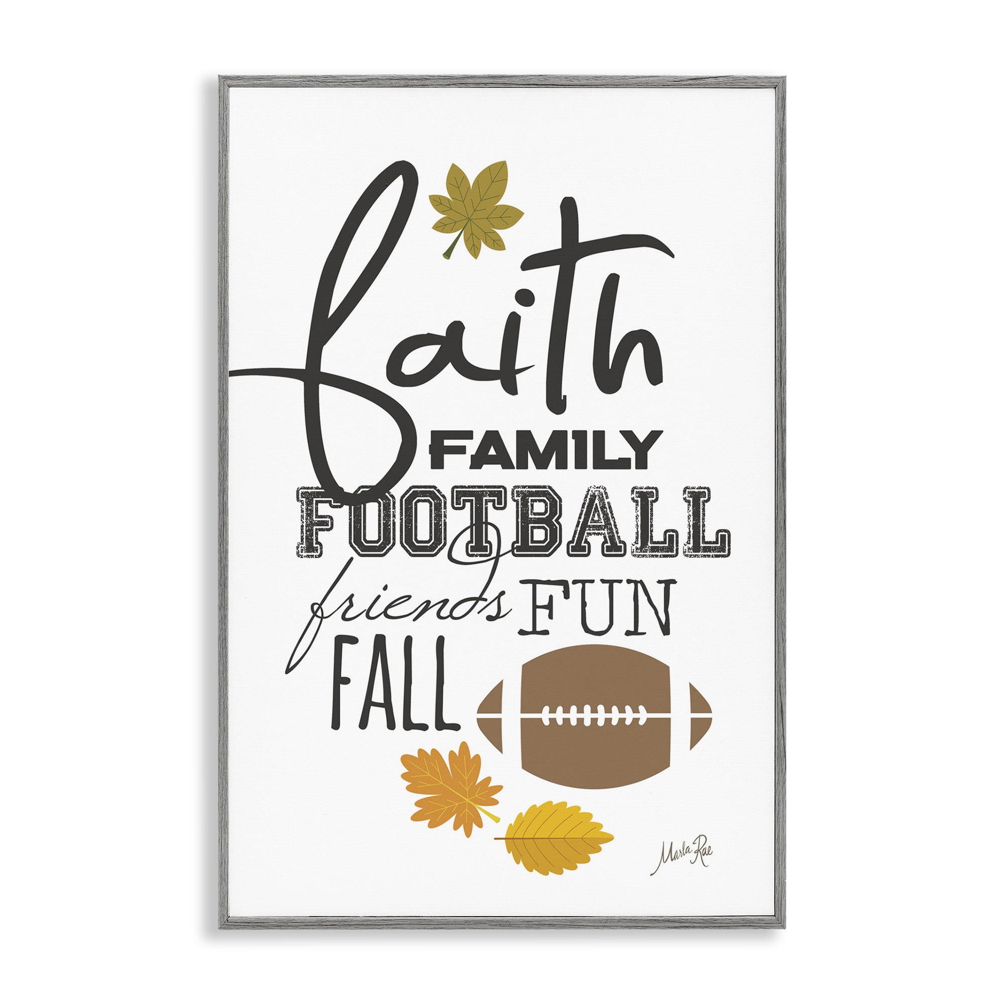 Stupell Industries Faith Family Football Sports Painting Gray Framed Art Print Wall Art, 16 x 24