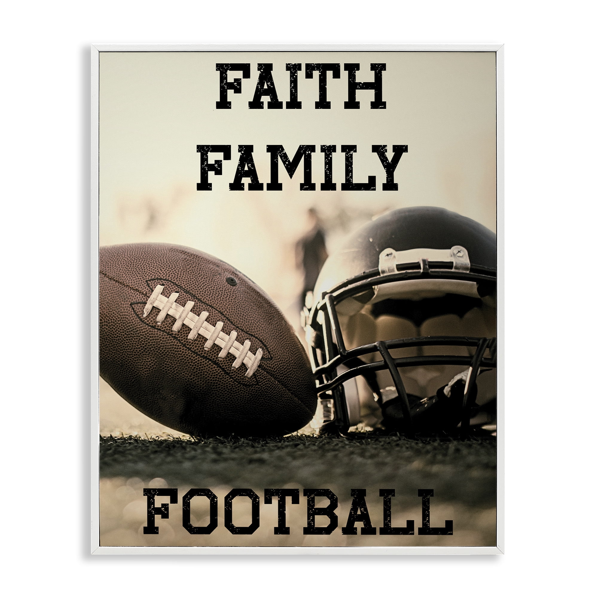 Stupell Industries Faith Family Football White Framed Giclee Art, design by Jesse Keith