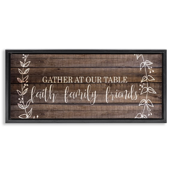 Stupell Industries Traditional Faith Family Friends Quote Black Floating Frame Canvas Art, 25 x 11, by Kim Allen