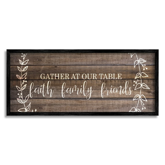 Stupell Industries Faith Family Friends Quote Wood Pattern Rustic Phrase, 13 x 30,Design by Kimberly Allen