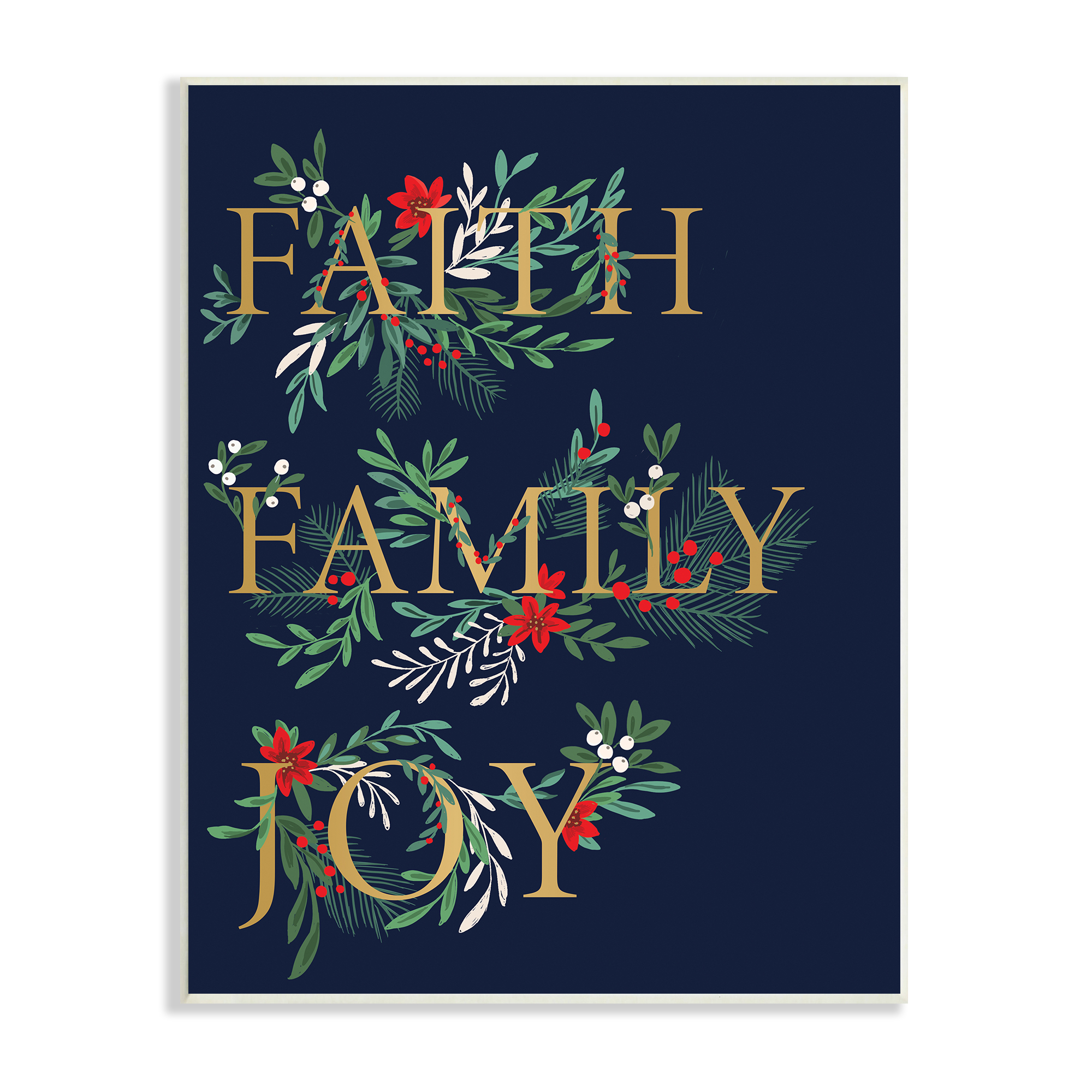 Stupell Industries Faith Family Joy Text Traditional Festive Holiday Typography, 13 x 19, Design by Heather McLaughlin