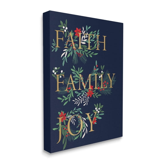 Stupell Industries Faith Family Joy Text Traditional Festive Holiday Typography, 24 x 30, Design by Heather McLaughlin