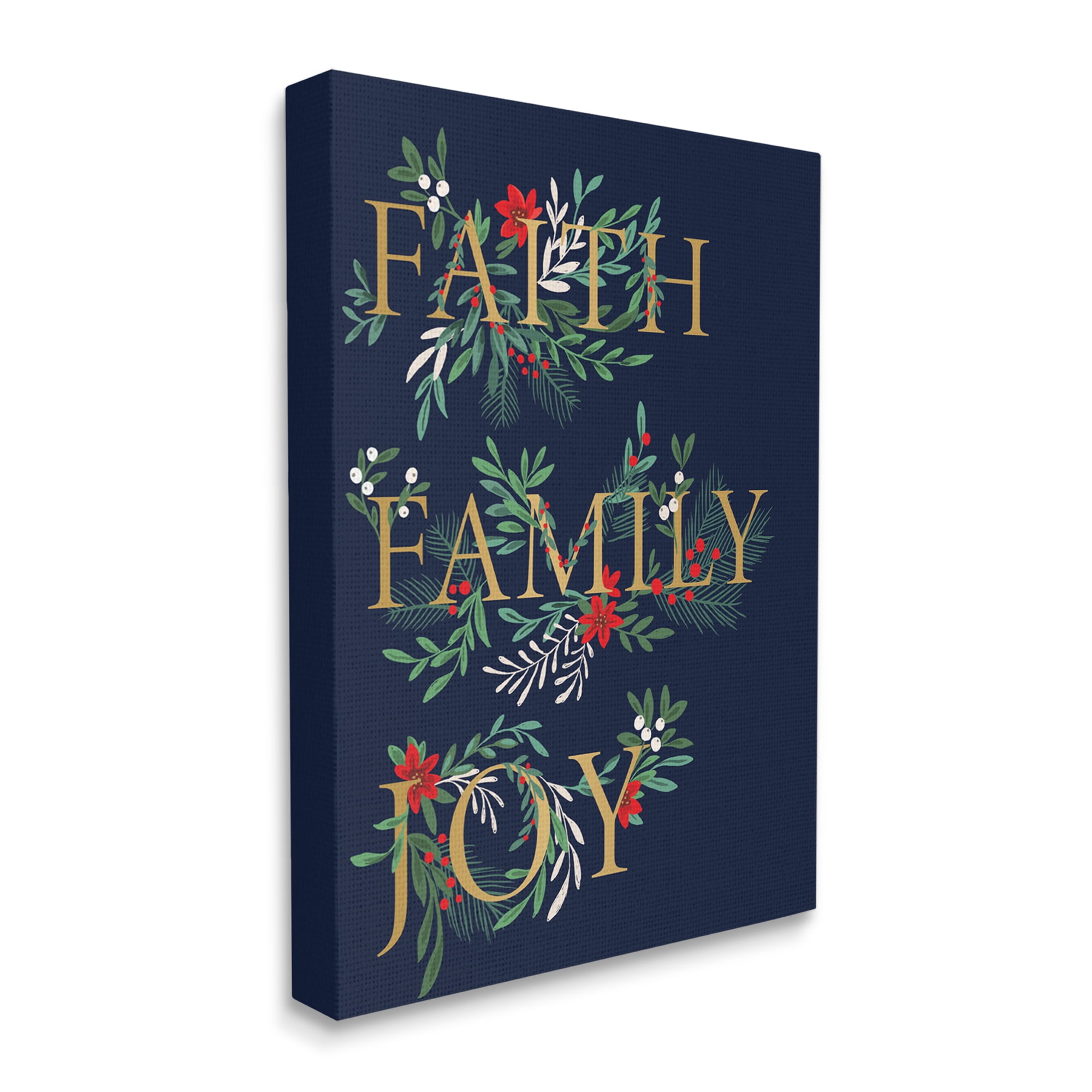Stupell Industries Faith Family Joy Text Traditional Festive Holiday Typography, 36 x 48, Design by Heather McLaughlin