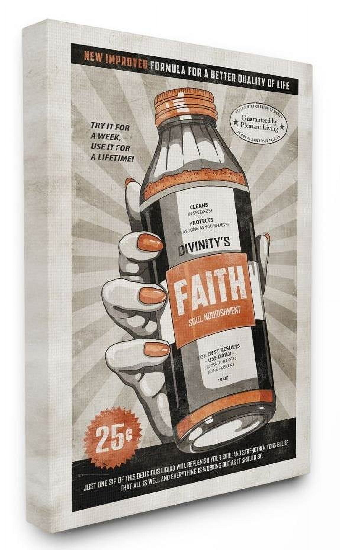 Stupell Industries Faith Formula Funny Vintage Comic Book Design Canvas Wall Art by Ester Kay