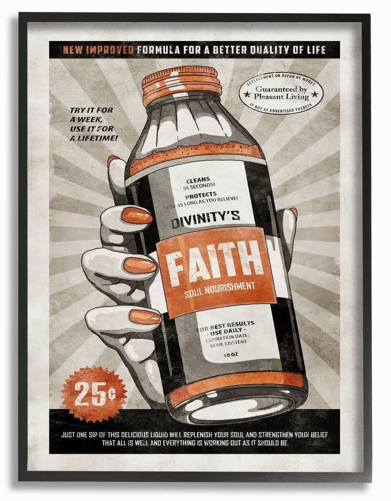 Stupell Industries Faith Formula Funny Vintage Comic Book Design Framed Wall Art by Ester Kay