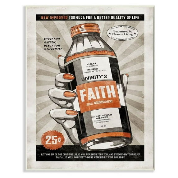 Stupell Industries Faith Formula Funny Vintage Comic Book Design Wall Plaque by Ester Kay