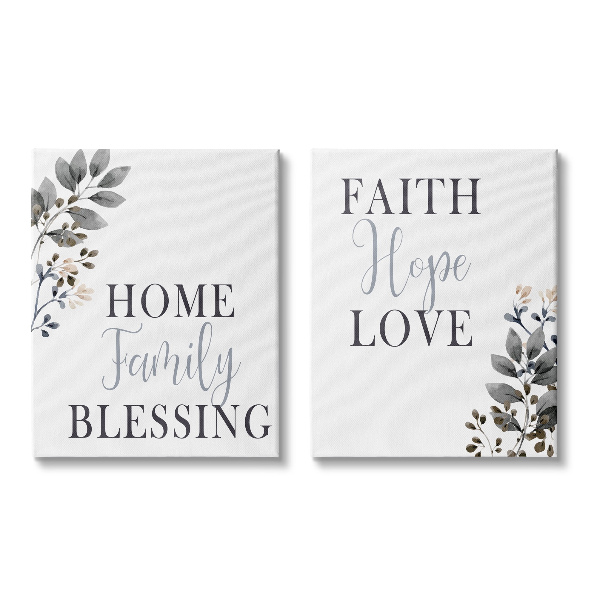 Stupell Industries Faith Hope Home Family Phrases Soft Black Florals, 24 x 30, Design by Kim Allen